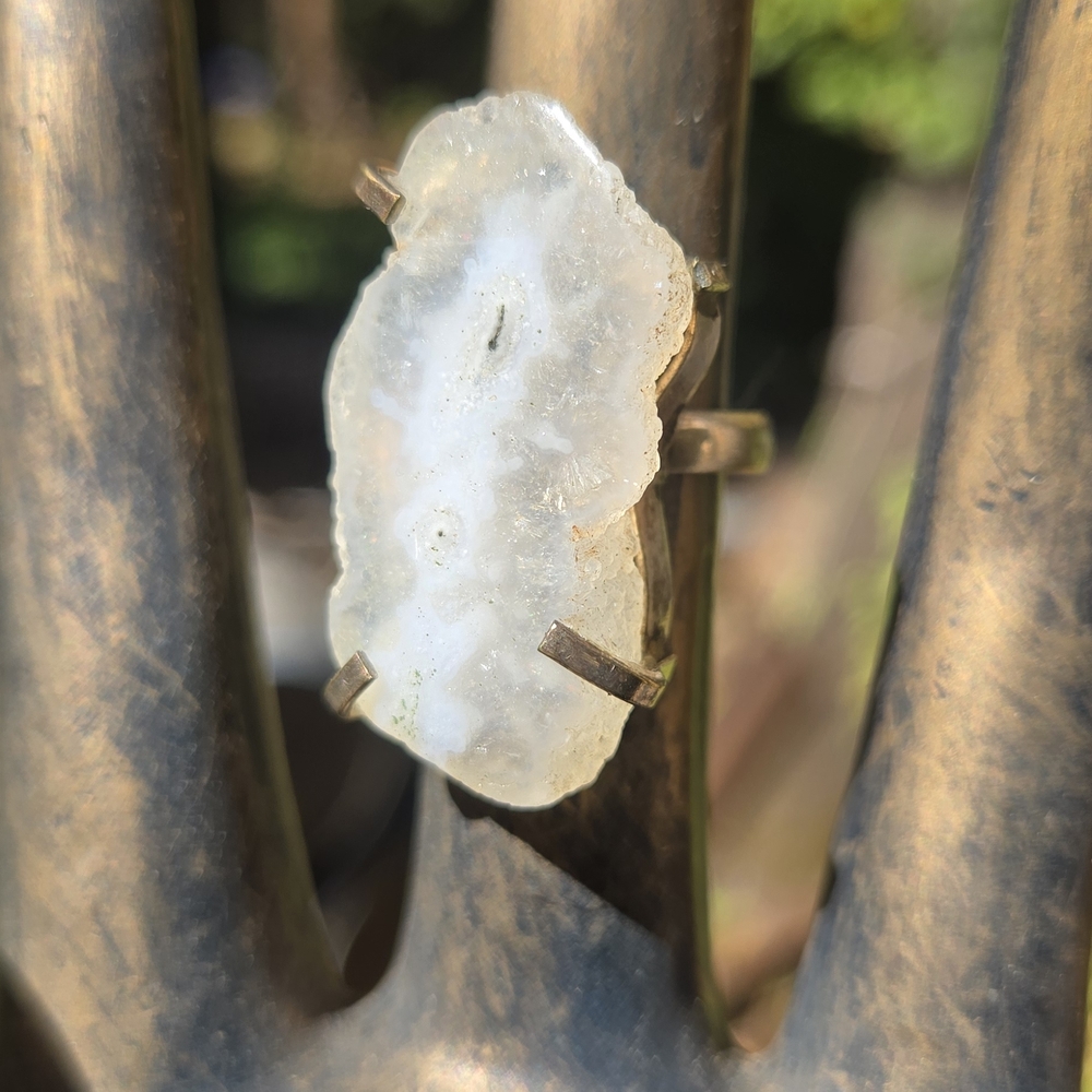 Quarts Sunburst Natural Crystal Gemstone Sterling Ring Sz7.5